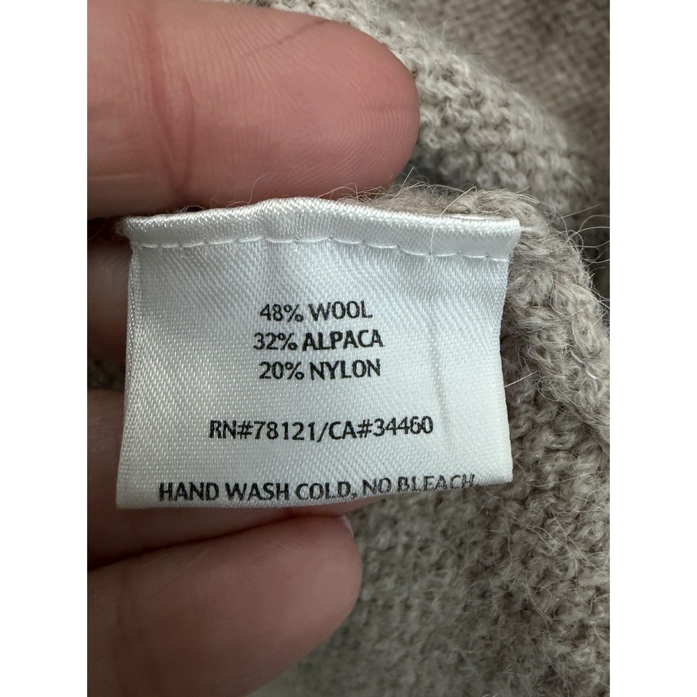 Eileen Fisher Alpaca Wool Cardigan Medium Italian Yarn Beige Minimalist #RR-3 - Picture 3 of 8